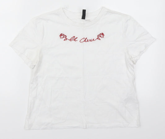 H&M Womens White   Basic T-Shirt Size S  - Oh Cherie