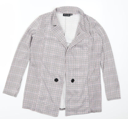 Additional front view of PRETTYLITTLETHING Pretty Little Thig women’s red houndstooth jacket, size UK 8