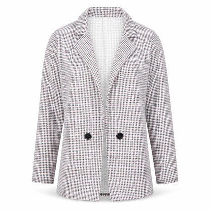 Front view of PRETTYLITTLETHING Pretty Little Thig women’s red houndstooth jacket, size UK 8