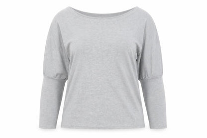 Front view of Preworn women’s grey basic t-shirt, size XL