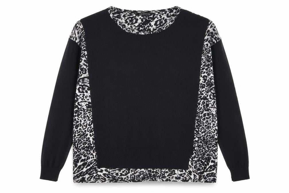Warehouse Womens Black Animal Print  Basic T-Shirt Size 8