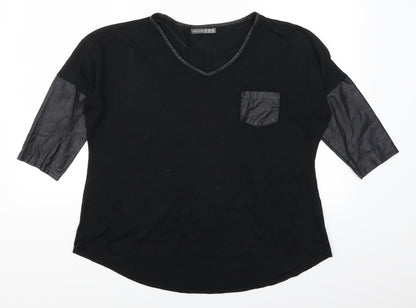 Additional front view of Atmosphere women’s black basic t-shirt, size UK 12
