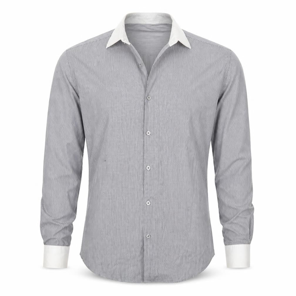 Cedarwood State Mens Grey Striped Button-Up Size 15.5