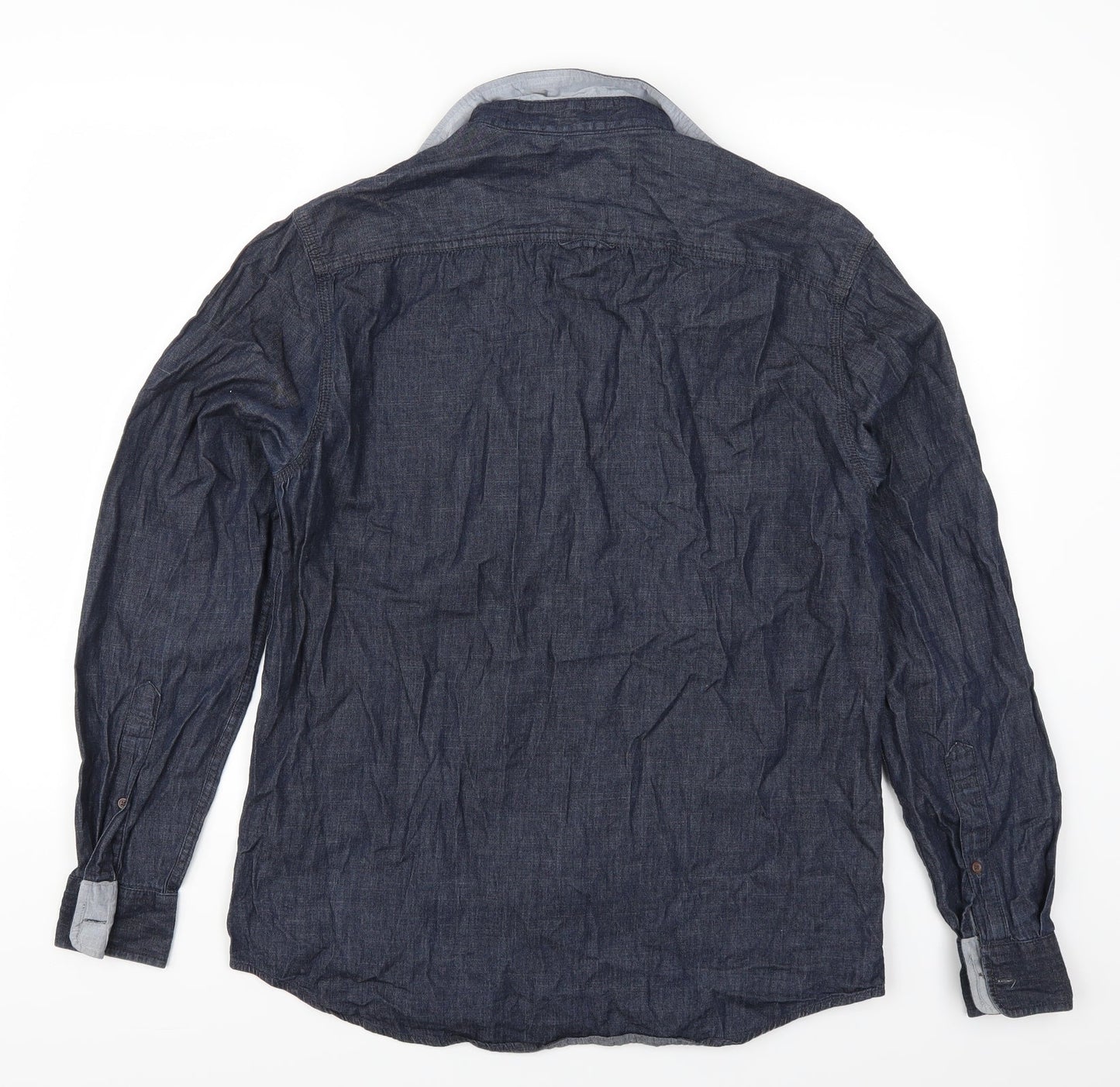 Trait Mens Blue  Denim  Button-Up Size M