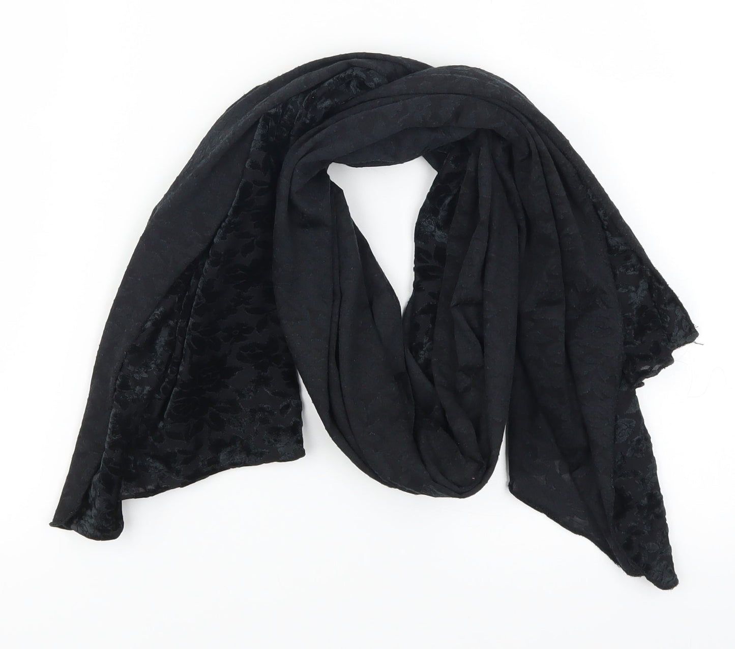 Preworn Womens Black Floral   Scarf