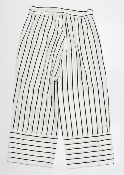 Additional front view of Preworn women’s white striped trousers, size UK 31, in, 23-inch leg