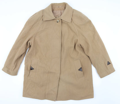Additional front view of Miss Smith women’s beige pea coat coat, size UK 16