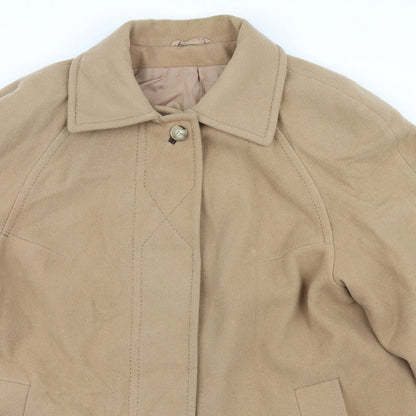 Close-up detail of Miss Smith women’s beige pea coat coat, size UK 16