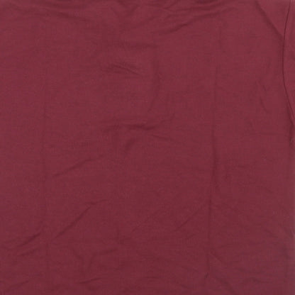 Brand and care label for JERZEES women’s purple basic polo, size XS