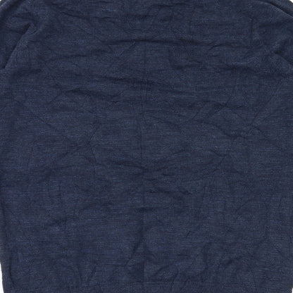 Brand and care label for Next men’s blue pullover sweatshirt, size S