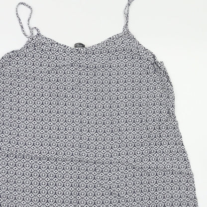 Close-up detail of Papaya women’s blue argyle/diamond fit & flare, size UK 14