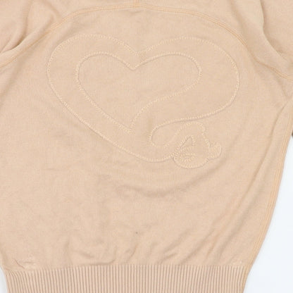 Brand and care label for ROK women’s pink basic t-shirt, size S