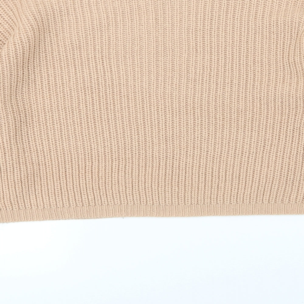 Boohoo Womens Beige  Knit Pullover Jumper Size L  - Cropped