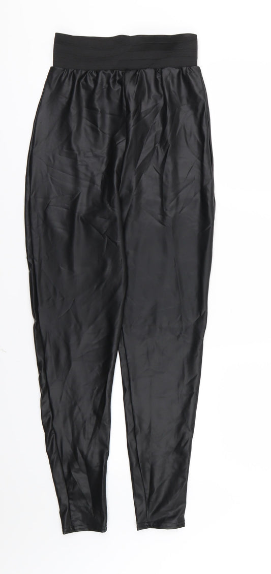 Boohoo Womens Black   Carrot Leggings Size 8 L26 in - Leather Effect