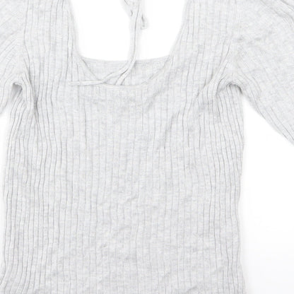 Brand and care label for Next women’s grey knit jumper, size UK 8