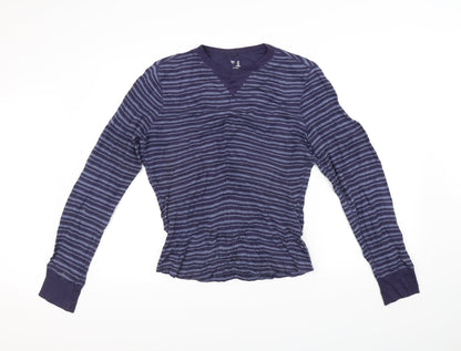 Additional front view of Gap women’s black striped jumper, size S