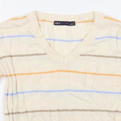 Close-up detail of Marks & Spencer Collection women’s beige jumper, size S