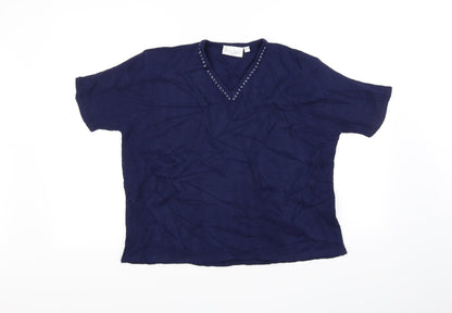 Additional front view of Sara Neal women’s blue jumper, size UK 18
