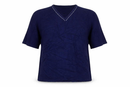Front view of Sara Neal women’s blue jumper, size UK 18