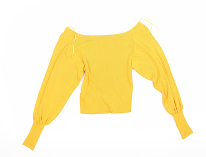 Additional front view of Topshop women’s orange corduroy jumper, size UK 8