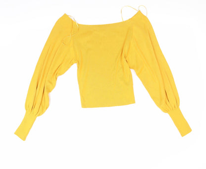 Back view of Topshop women’s orange corduroy jumper, size UK 8