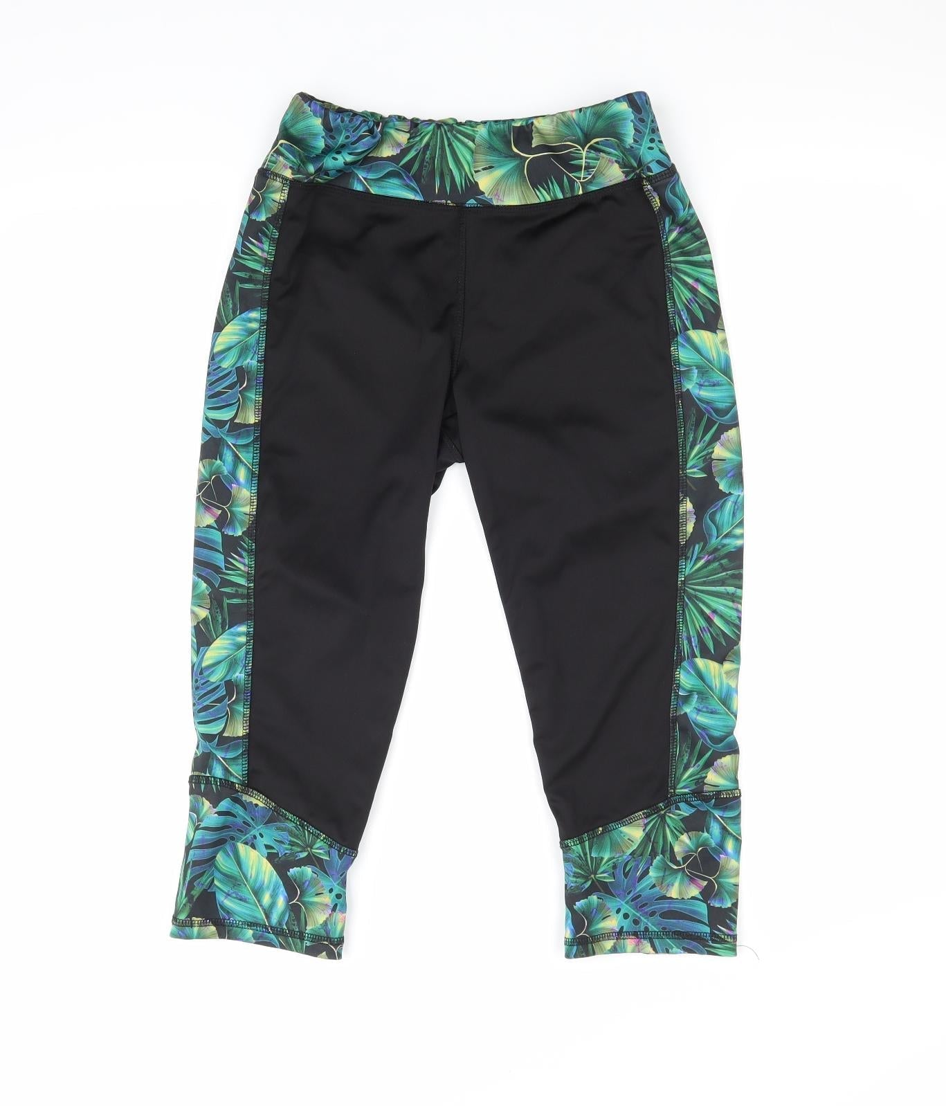 Preloved Active Womens Black Floral  Athletic Shorts Size 10 - Front