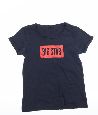 Additional front view of BIG STAR women’s blue basic t-shirt, size L