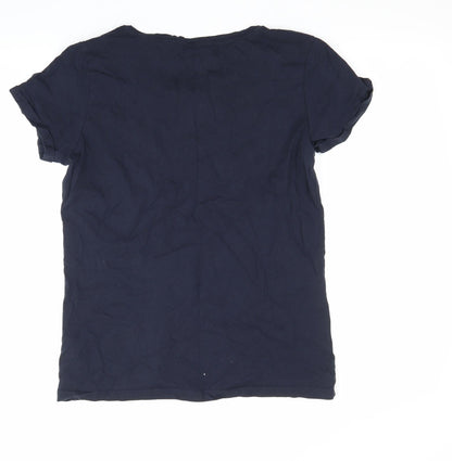 Back view of BIG STAR women’s blue basic t-shirt, size L