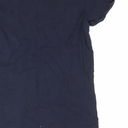 Brand and care label for BIG STAR women’s blue basic t-shirt, size L
