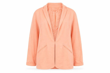 Front view of Evita women’s orange jacket blazer, size UK 12