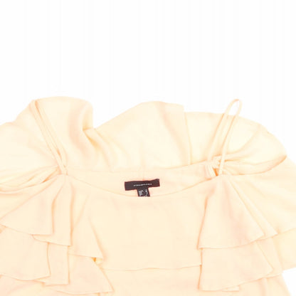 Close-up detail of Atmosphere women’s orange basic blouse, size UK 12