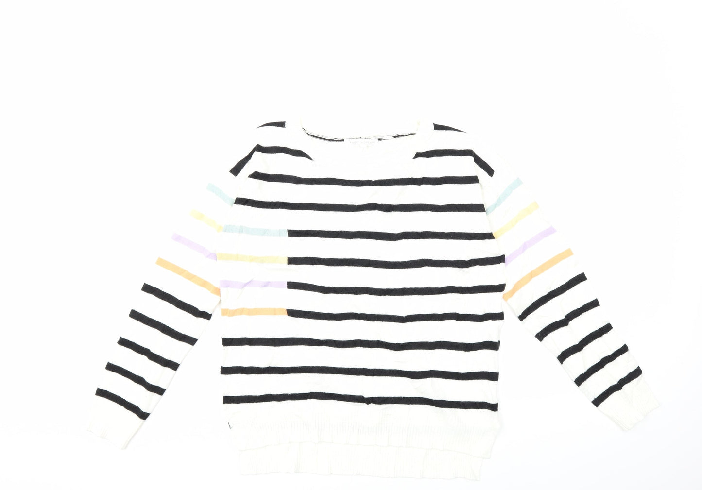 NEXT Womens White Striped Knit Pullover Jumper Size 8