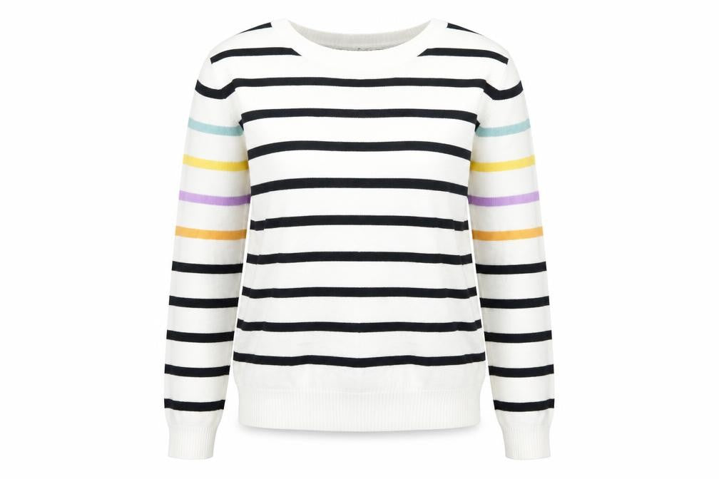 NEXT Womens White Striped Knit Pullover Jumper Size 8