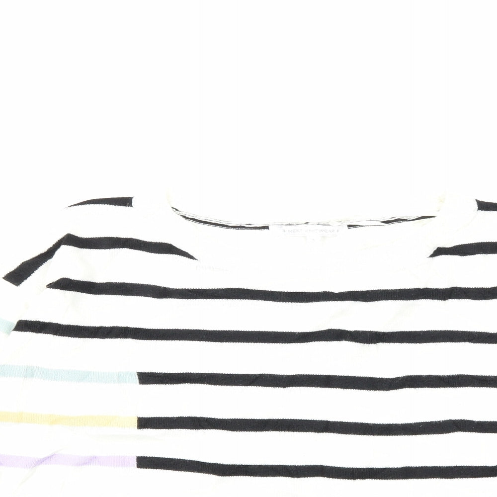 NEXT Womens White Striped Knit Pullover Jumper Size 8