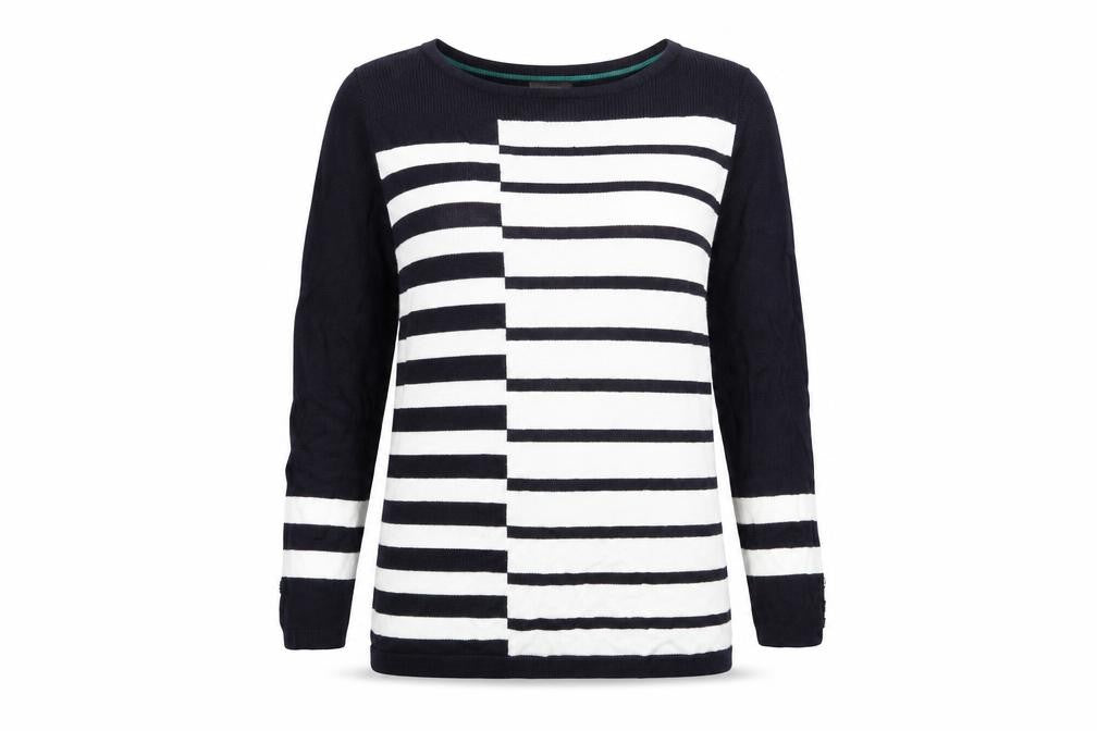 Per Una Womens White Striped Knit Pullover Jumper Size 8