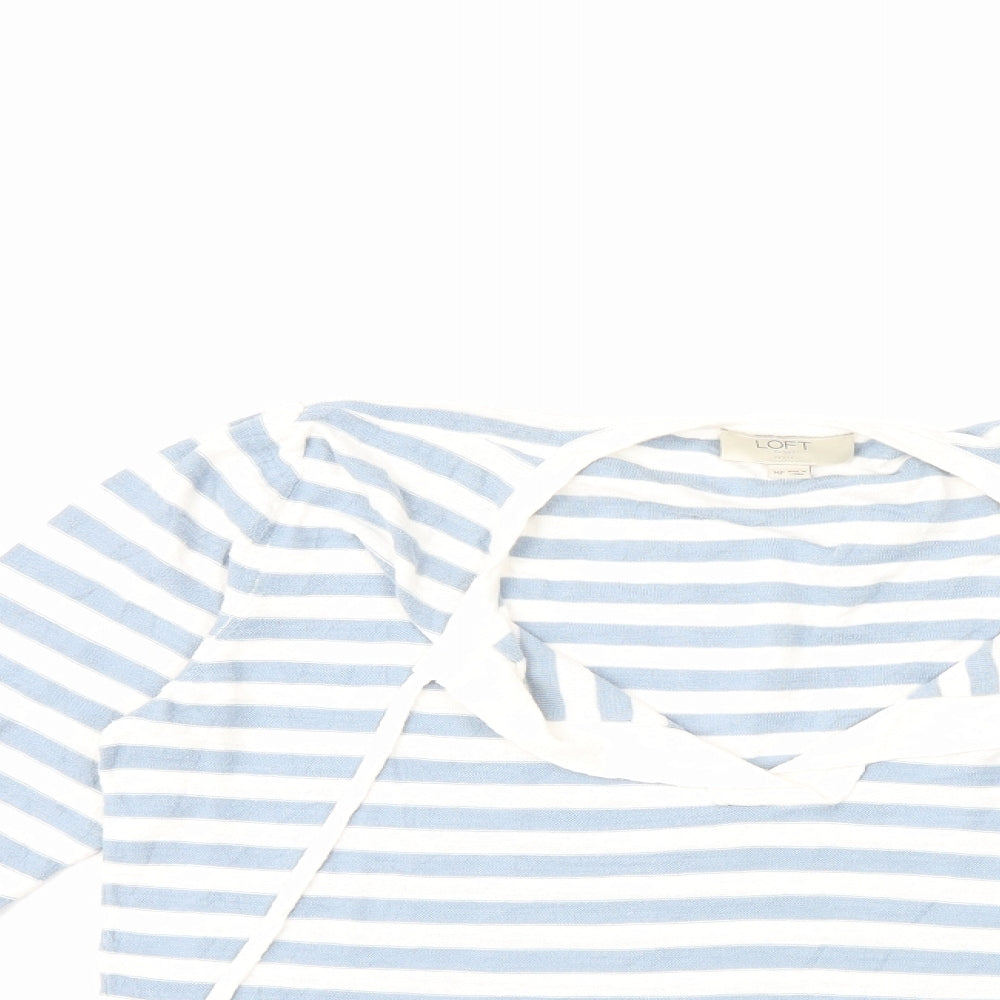LOFT Womens Blue Striped Knit Pullover Jumper Size M