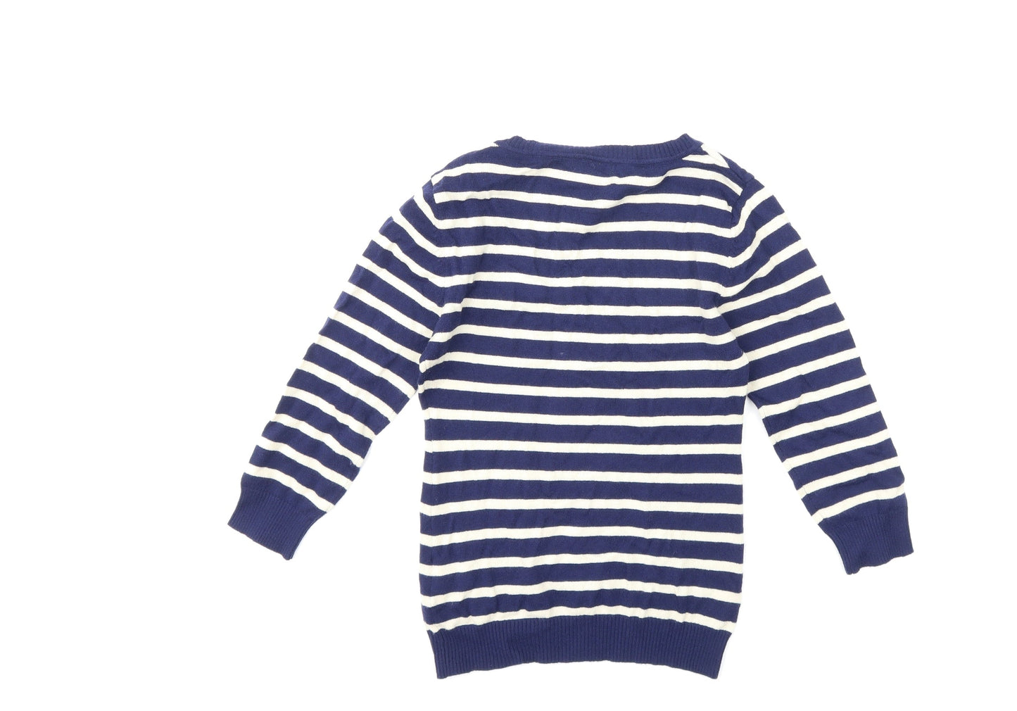 H&M Womens Blue Striped Knit Pullover Jumper Size S