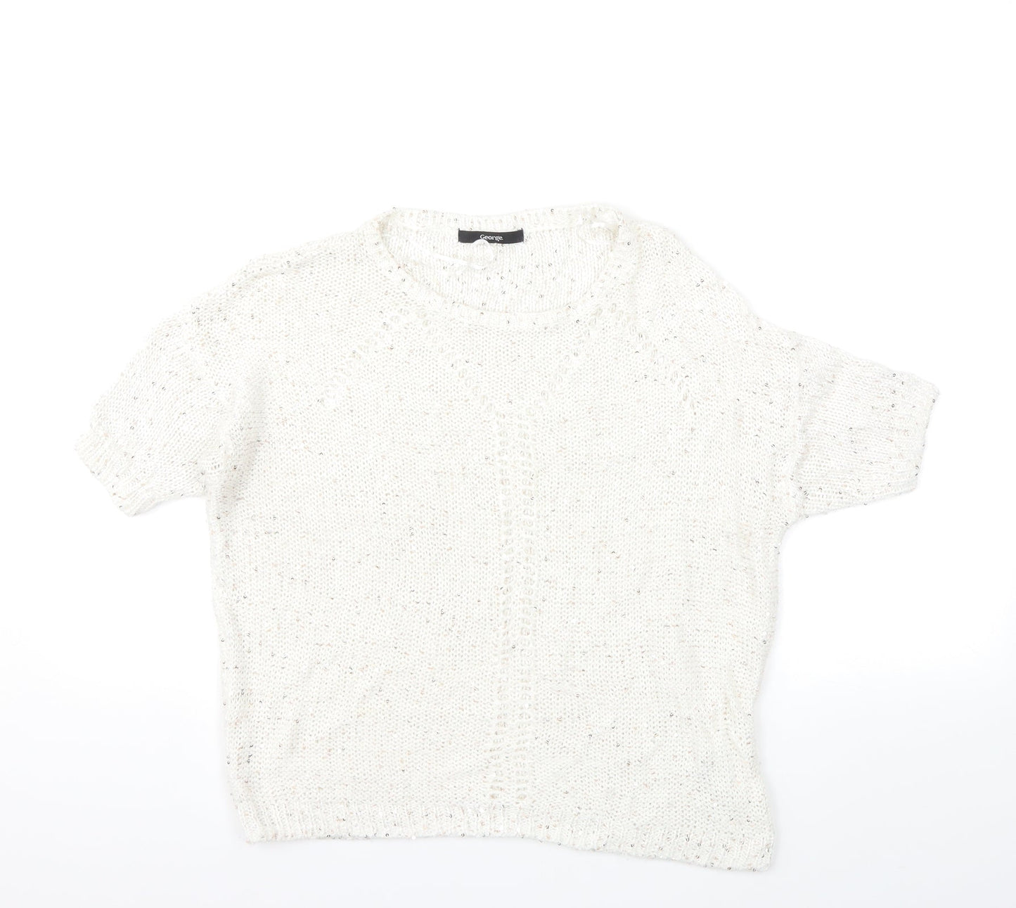 George Womens White  Knit Pullover Jumper Size 12