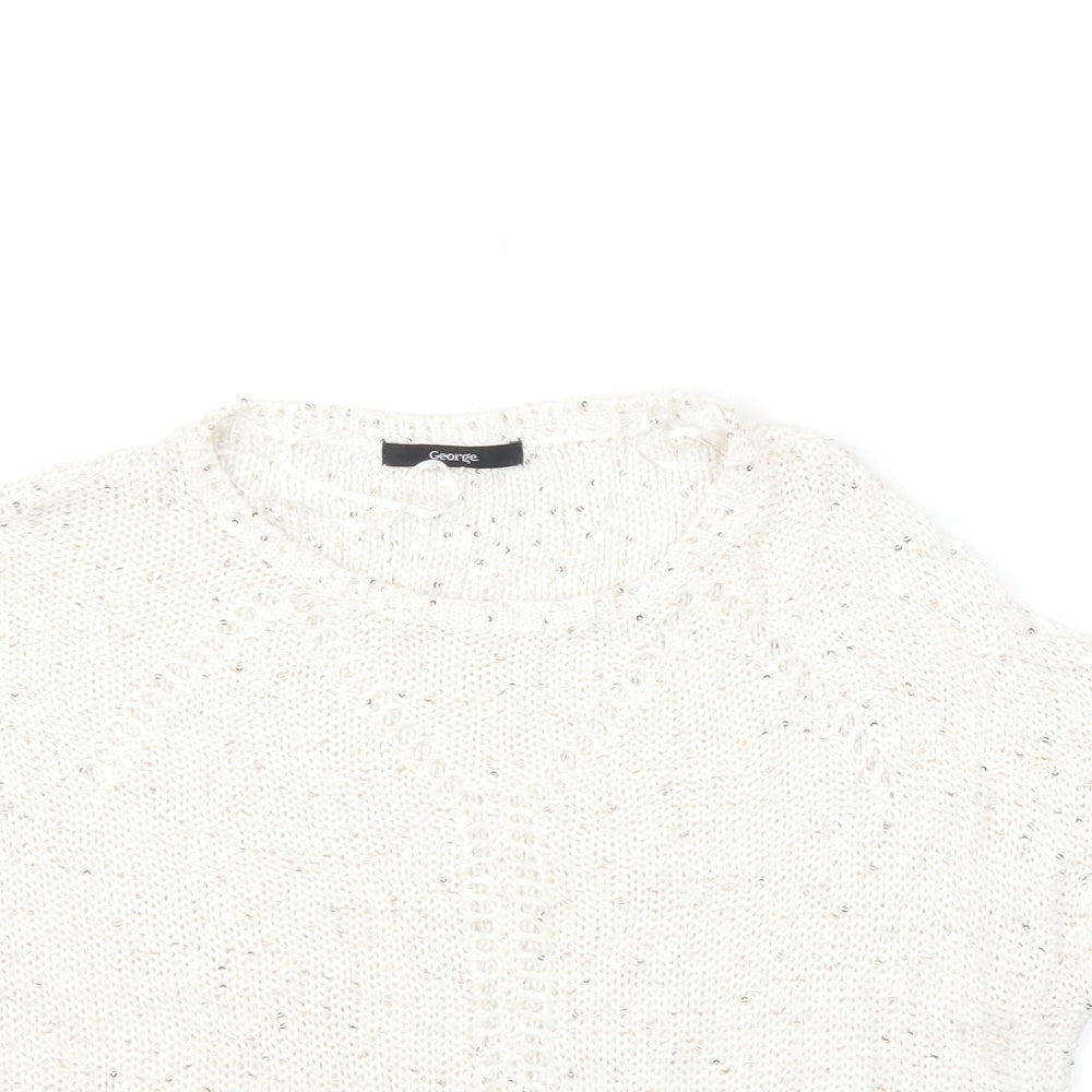 George Womens White  Knit Pullover Jumper Size 12