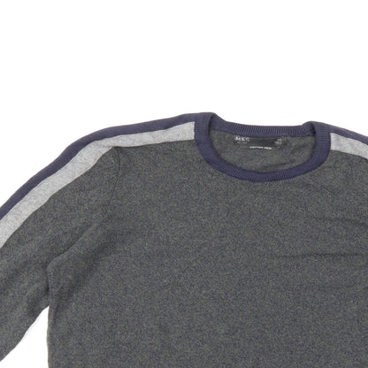 Close-up detail of Marks & Spencer men’s grey knit jumper, size XS