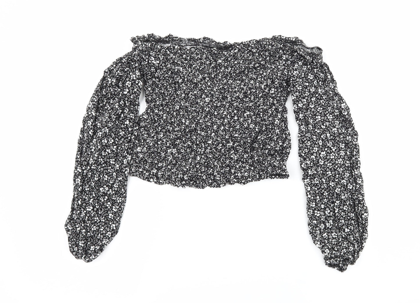 New Look Womens Black Floral  Basic Blouse Size 8