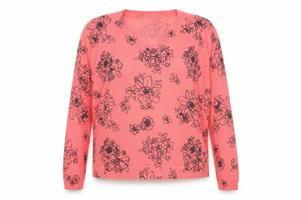 Marks & Spencer Womens Pink Floral Knit Pullover Jumper Size L