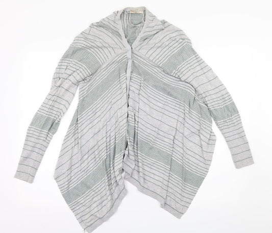Marks and Spencer Womens Grey Striped Knit Cardigan Jumper Size 14