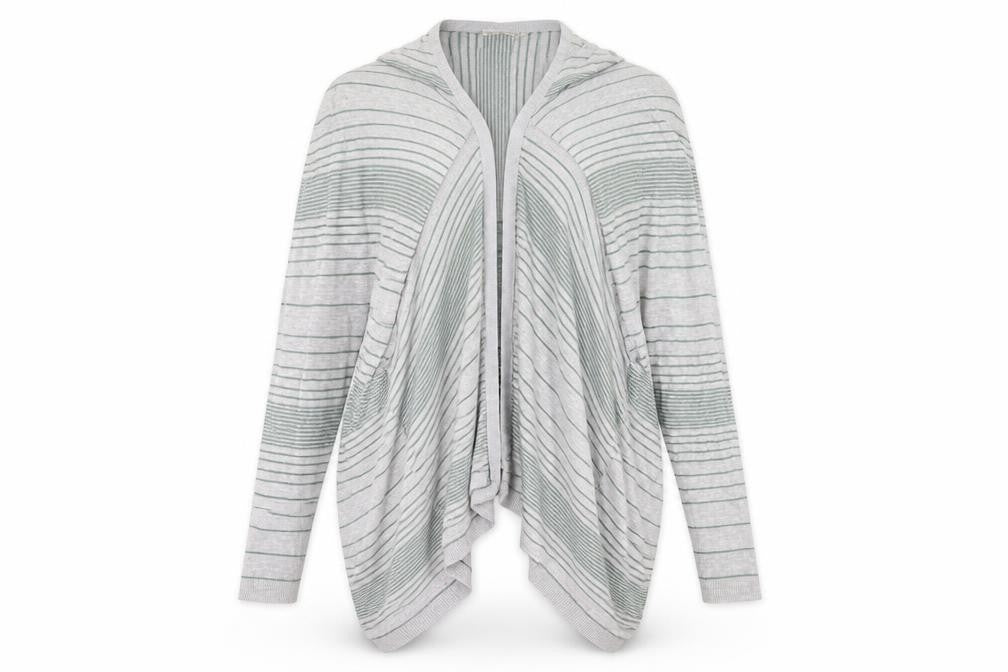 Marks & Spencer Womens Grey Striped Knit Cardigan Jumper Size 14
