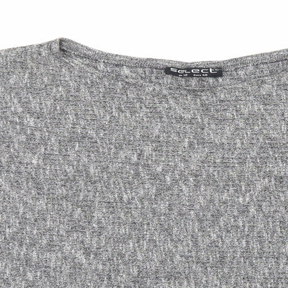 Close-up detail of Select women’s grey knit jumper, size UK 12