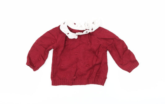 Nutmeg Girls Red  Knit Pullover Jumper Size 0-3 Months