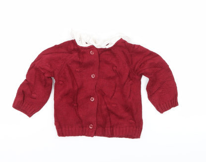 Back view of Nutmeg girls’ red knit jumper, size 0-3, months