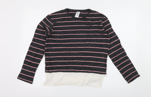 Here + There Girls Green Striped Knit Pullover Jumper Size 13-14 Years