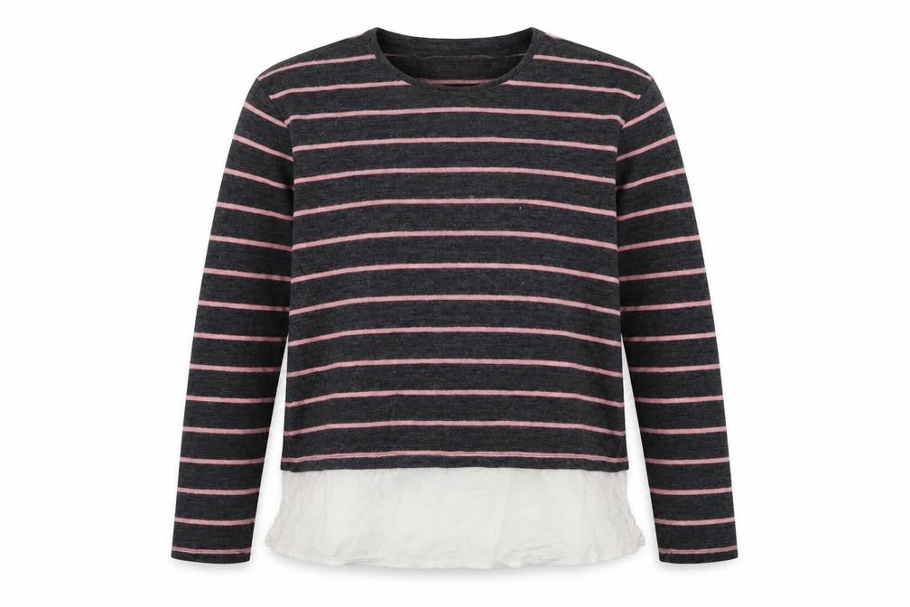 Here + There Girls Green Striped Knit Pullover Jumper Size 13-14 Years