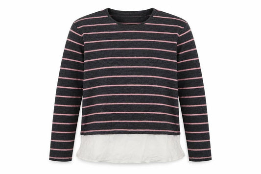 Here + There Girls Green Striped Knit Pullover Jumper Size 13-14 Years